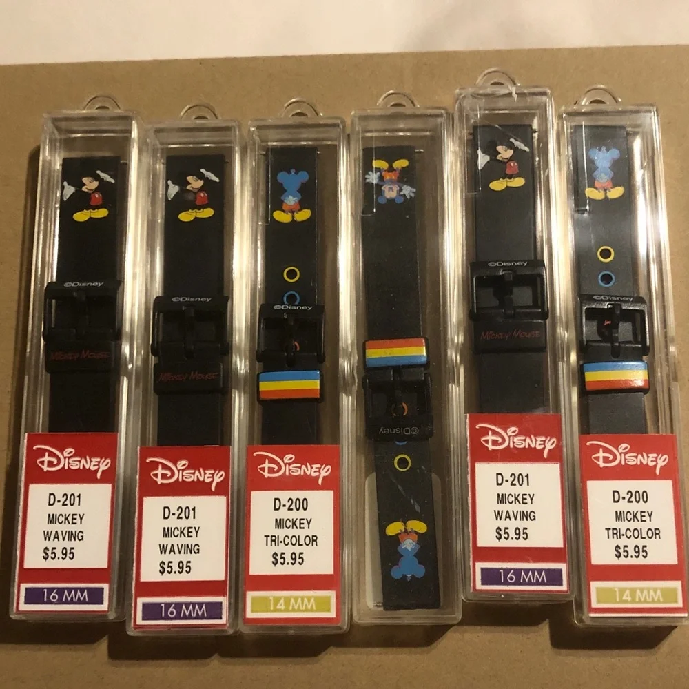 Disney Black Silicone Mickey Mouse Watch Bands with Multicolor Accents